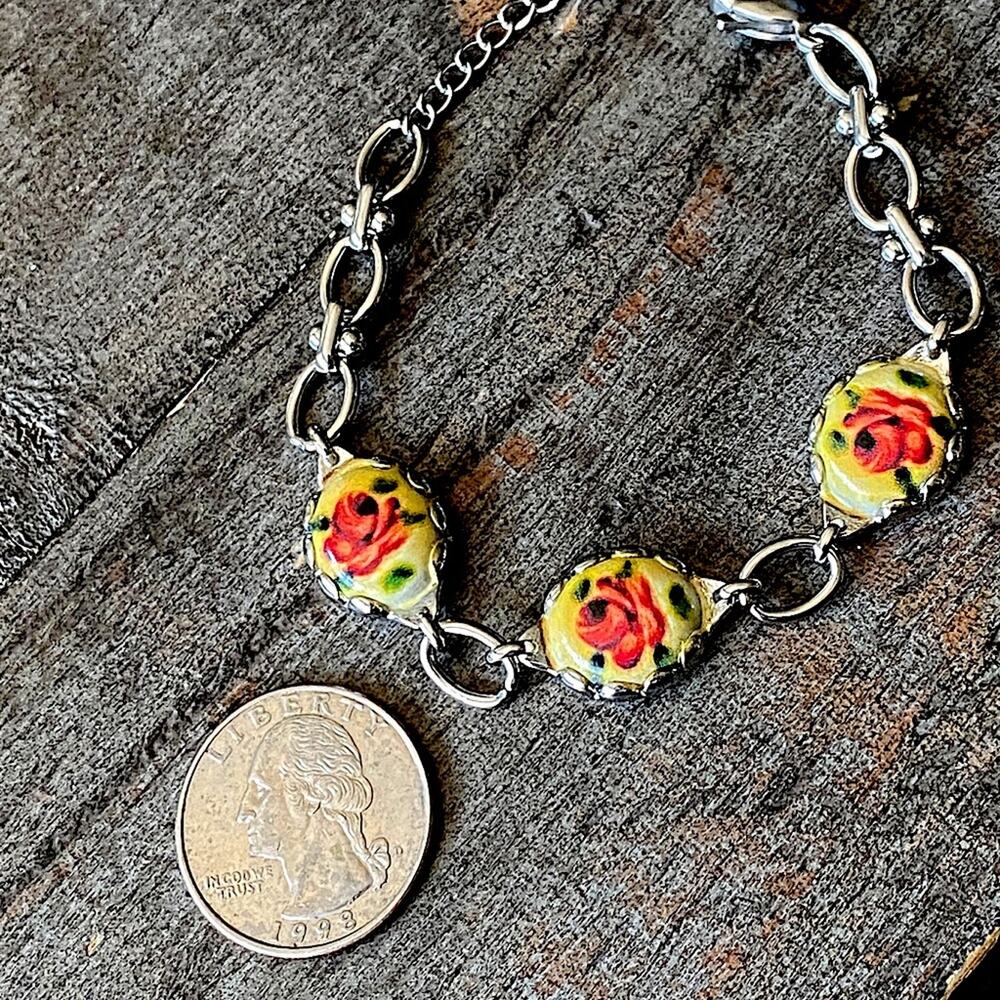 NEW Silver Vintage Style Floral Bracelet - Picture 5 of 9